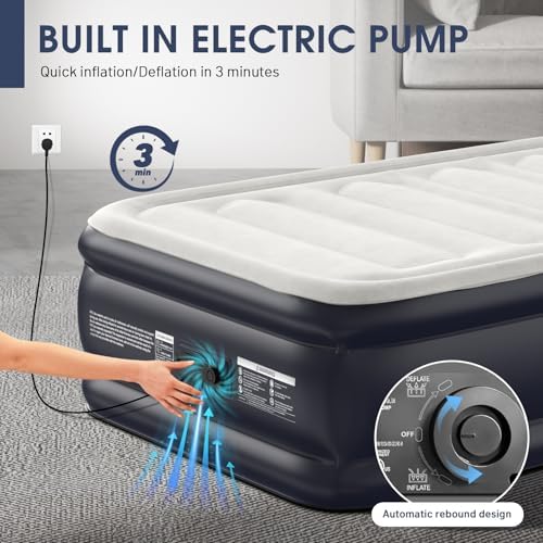DIVON Twin Air Mattress with Built-in Pump and Storage Bag