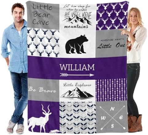 ZAACUSTOM Flannel Throw Blanket with Name Personalized for Baby Adults