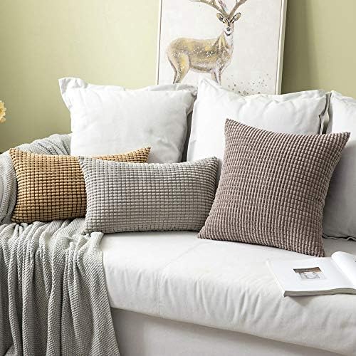 MIULEE 2 Pack 12x20 Inch Corduroy Pillow Covers