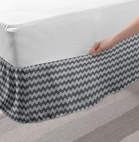 Ambesonne Grey Chevron Bed Skirt - Queen Size