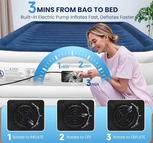 KINGJERRY Queen Air Mattress with Built-in Pump