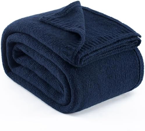 Carriediosa Wool Blend Knit Throw Blanket - Indigo Blue