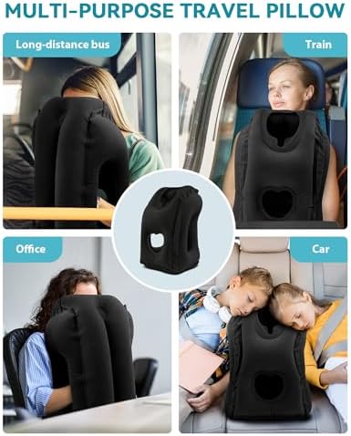 JefDiee Inflatable Travel Pillow for Airplanes