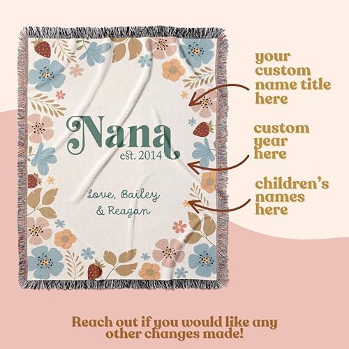 Personalized Woven Cotton Throw Blanket with Kids Names