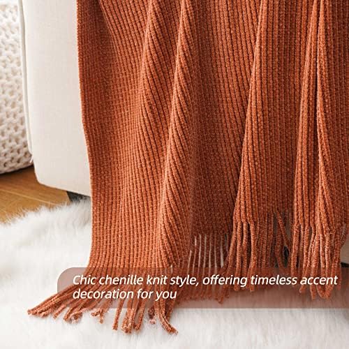 BATTILO HOME Rust Orange Throw Blanket 60x80