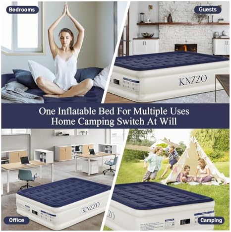 KNZZO Air Mattress Full with Built-in Pump and Storage Bag
