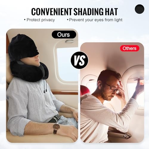 Cirorld Travel Pillow with Hood for Airplane and Car