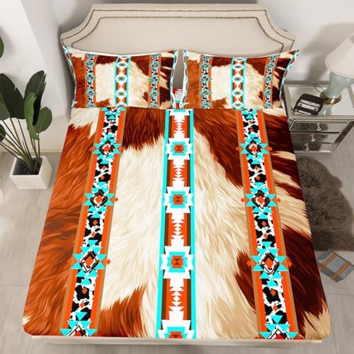Castle Fairy Cowhide Print Twin Fitted Sheet with Pillowcase