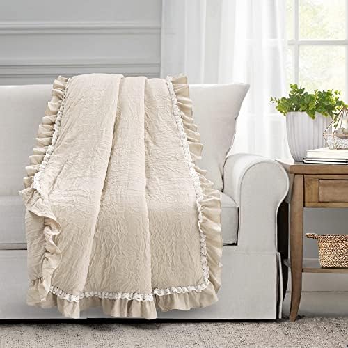 Lush Decor Ella Ruffle Lace Throw Blanket 50 x 60