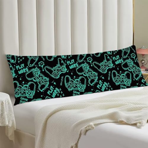 Nanilala Game Controller Body Pillow Cover 20x54 Green Black