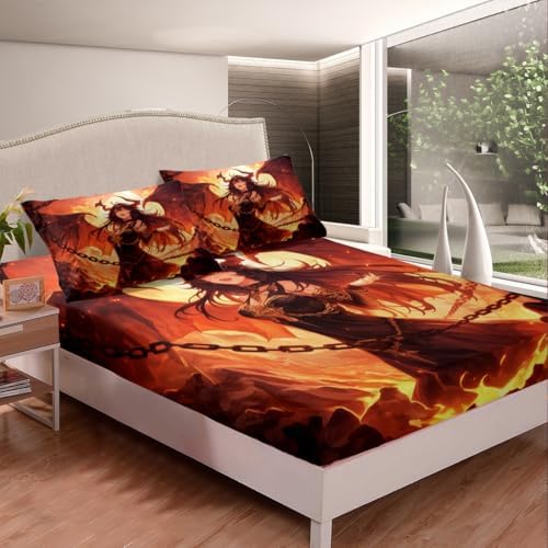 Manfei Halloween Girl Queen Fitted Sheet Set