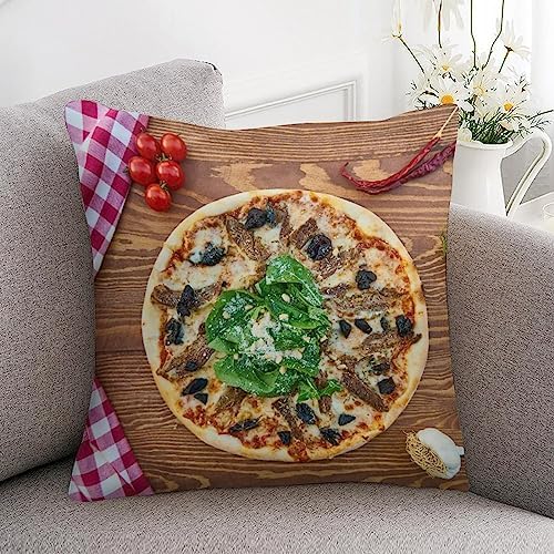 16x16 Food Pizza Pillow Cover Satin Throw