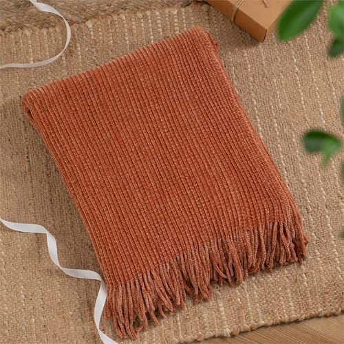 BATTILO HOME Rust Orange Throw Blanket 60x80