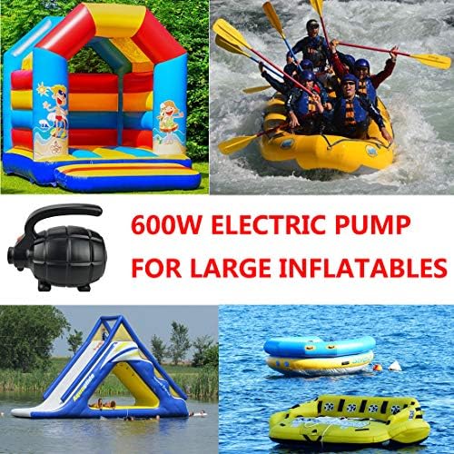BOMPOW Electric Air Pump for Inflatables 600W Black 4 Nozzles