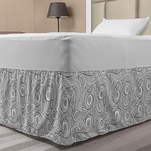 Ambesonne Black and White Bedskirt with Mandala Design - TwinTwin XL