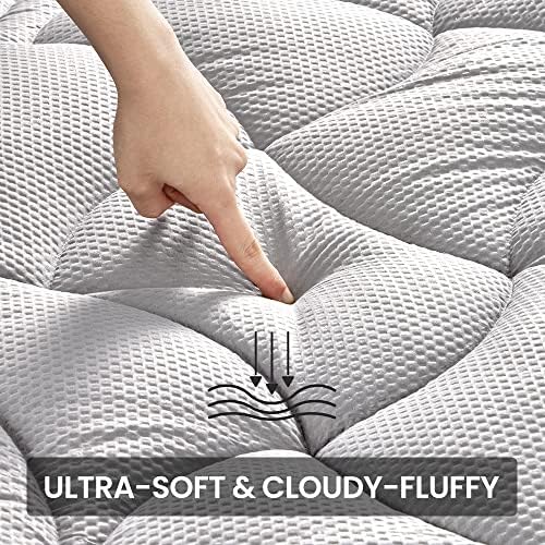 SLEEP ZONE Cooling Cal King Mattress Topper Silver Grey 1