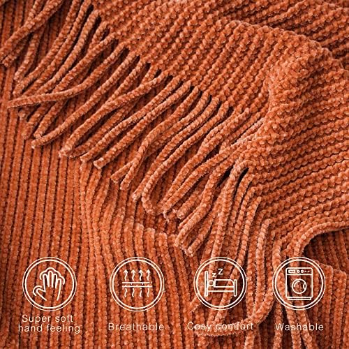 BATTILO HOME Rust Orange Throw Blanket 60x80