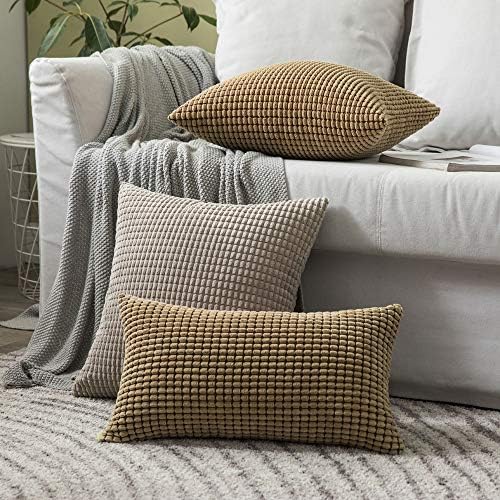 MIULEE 2 Pack 12x20 Inch Corduroy Pillow Covers