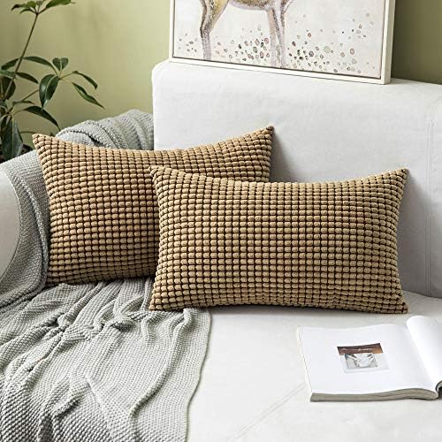 MIULEE 2 Pack 12x20 Inch Corduroy Pillow Covers