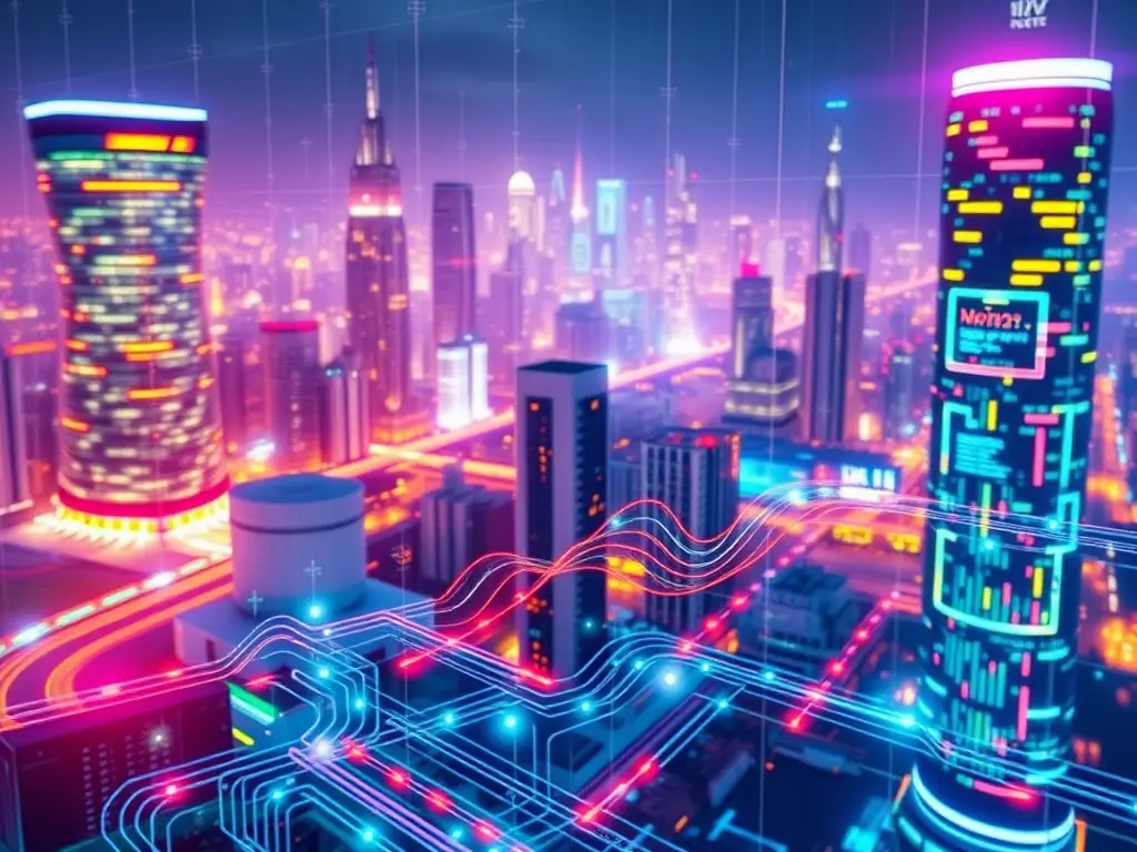 A futuristic image of edge computing devices processing data in real-time, showcasing the power and efficiency of edge computing solutions. The image should convey speed and responsiveness.